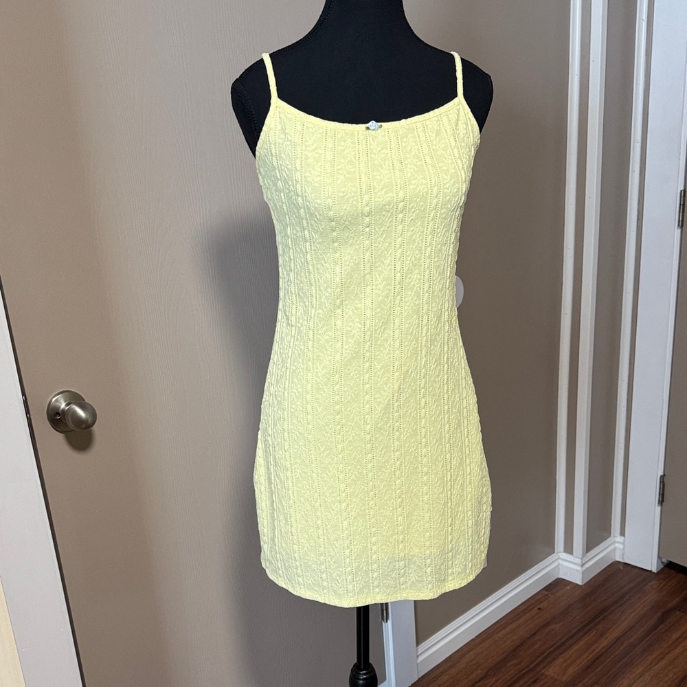 wild fable Lemon Yellow Textured Mini Dress
